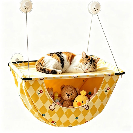 The Sunbeam Lounger: Cat Window Hammock with Storage Pocket