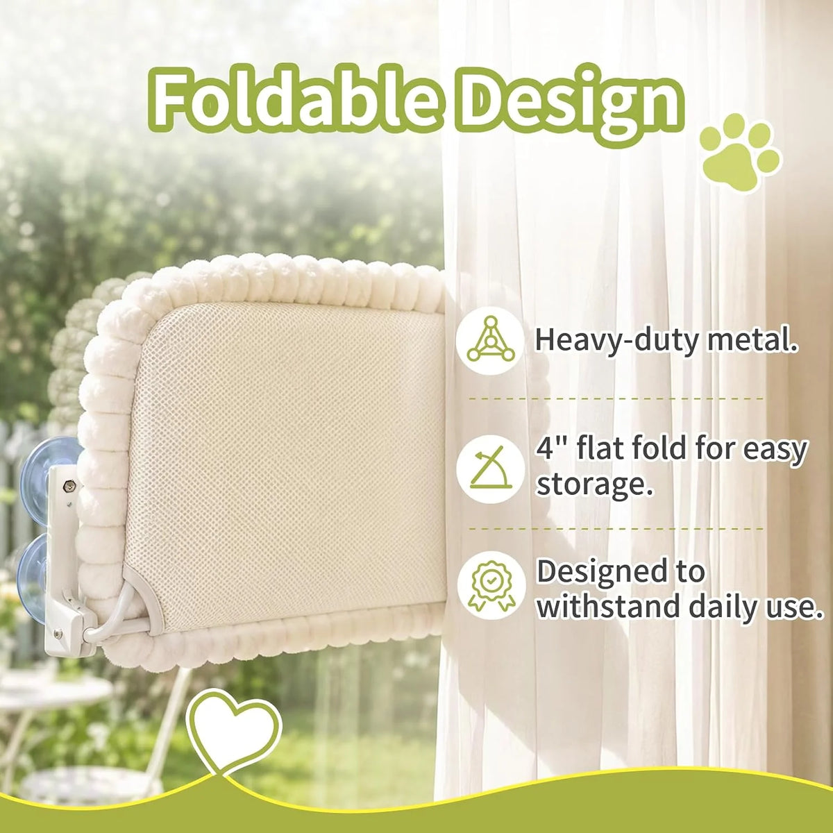 The Cloud Nine Perch: Foldable Cat Window Bed, Holds 40 lbs