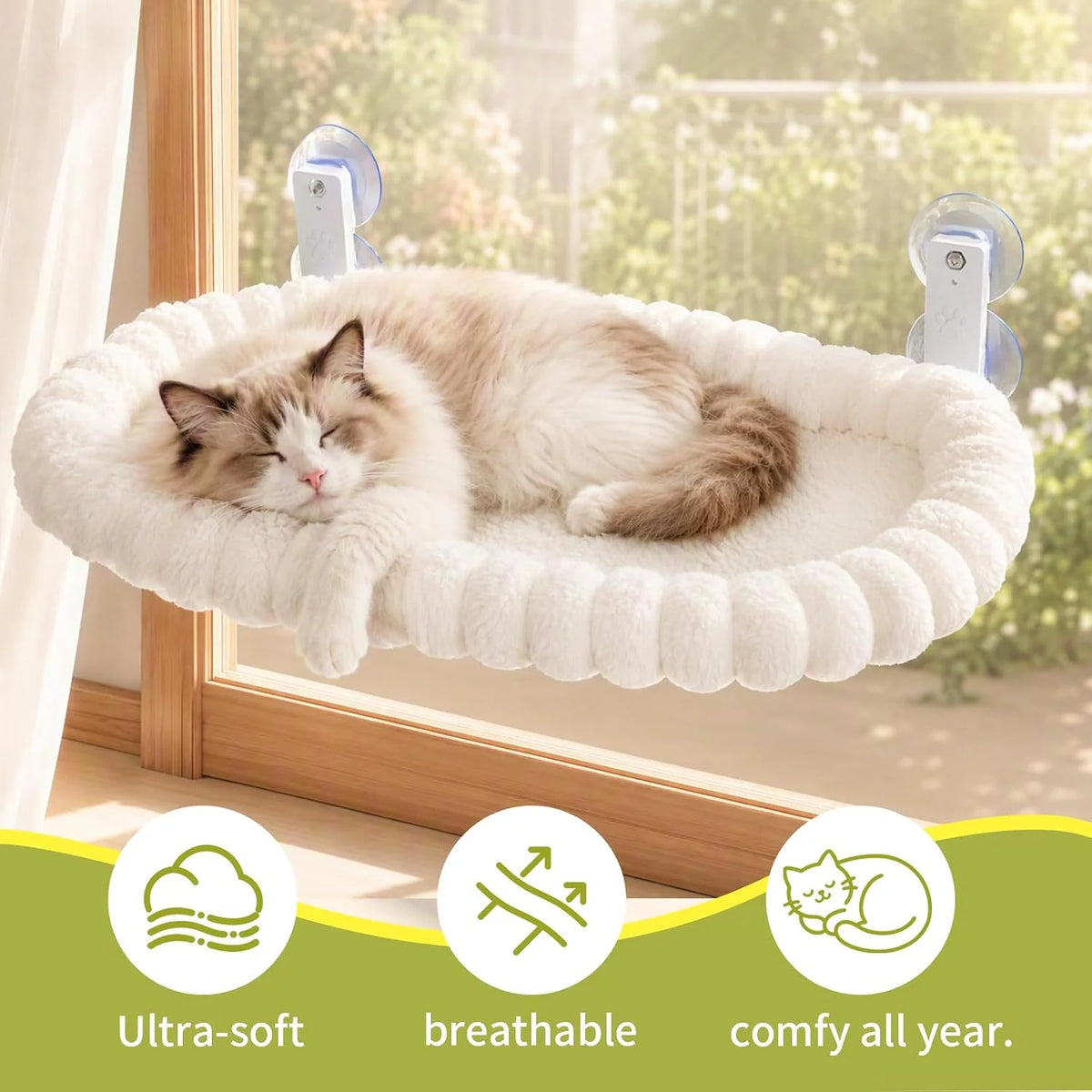 The Cloud Nine Perch: Foldable Cat Window Bed, Holds 40 lbs