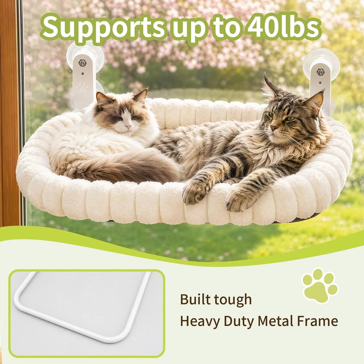 The Cloud Nine Perch: Foldable Cat Window Bed, Holds 40 lbs