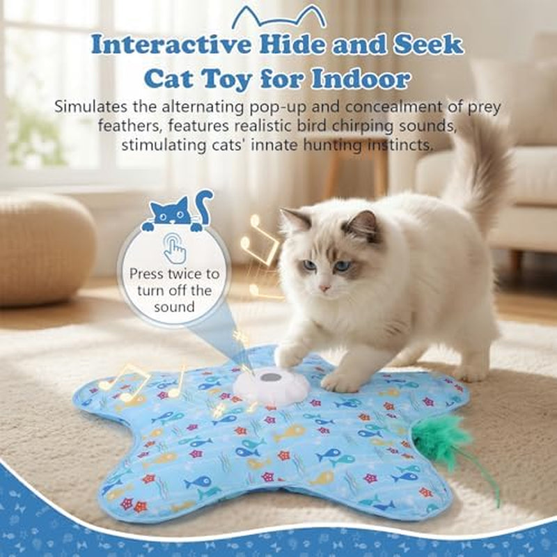 Peek-a-Purr: Hide & Seek Interactive Cat Toy with Moving Feathers & Bird Sounds